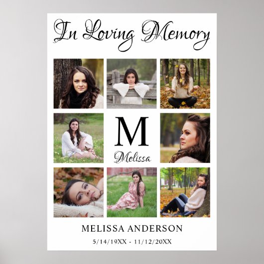 Herinnerings collage met foto's rouw funeral poster (Voorkant)