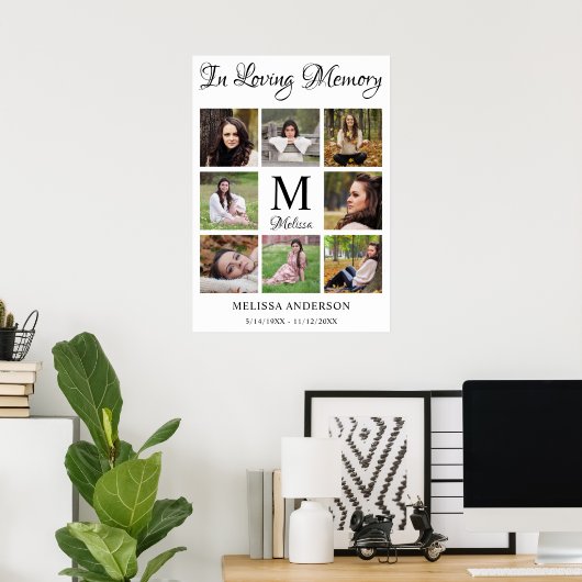 Herinnerings collage met foto's rouw funeral poster (Thuiskantoor)