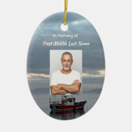 Herinneringsaandenken Visboot Visser Keramisch Ornament