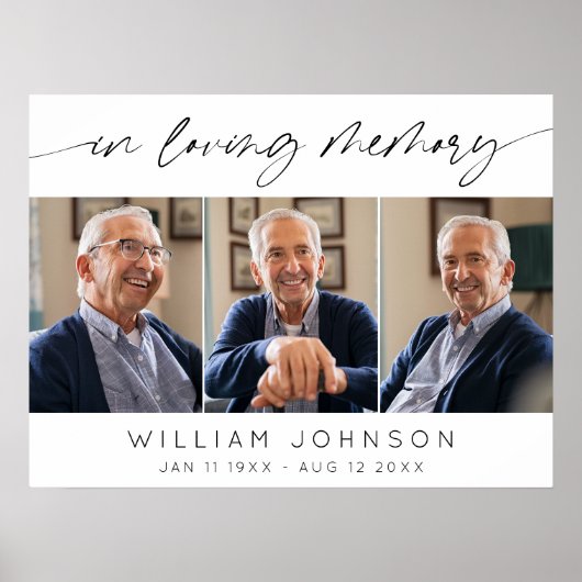 Herinneringscollage Foto Rouwkaart Horizontaal Poster (Voorkant)