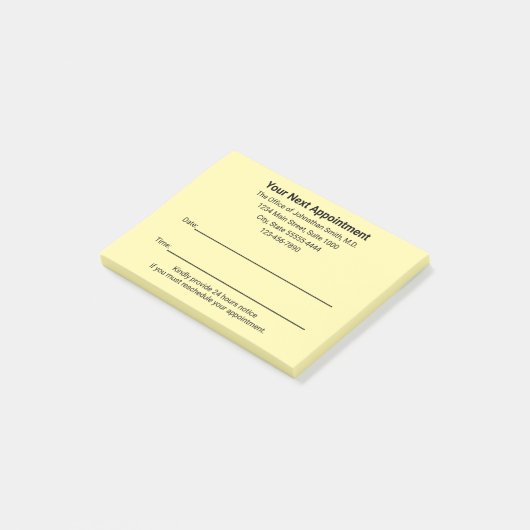 Herinneringscrème voor volgende afspraak bij dokte post-it® notes (Schuin)