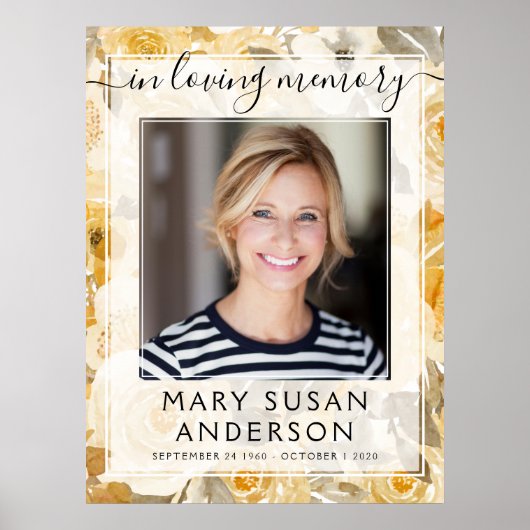 Herinneringsfoto Gele Bloem Welkomstbord Poster (Voorkant)