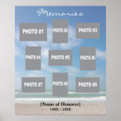 Herinneringsfotocollage met oceaan achtergrond poster (Voorkant)