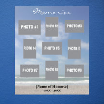Herinneringsfotocollage met oceaanachtergrond