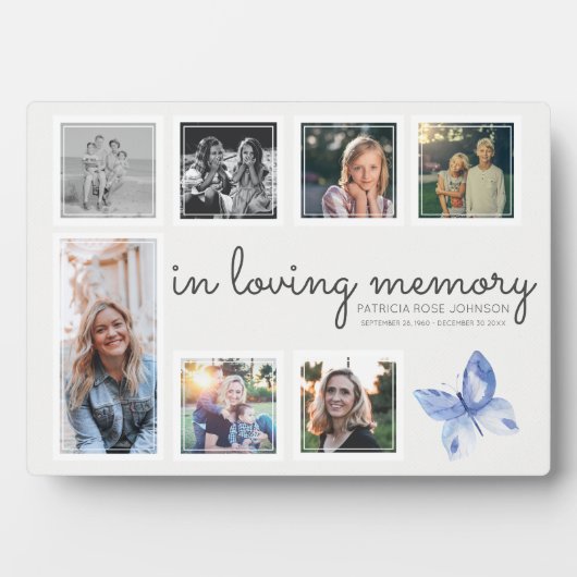 Herinneringsfotocollage met vlinder als aandenken fotoplaat (voorkant)