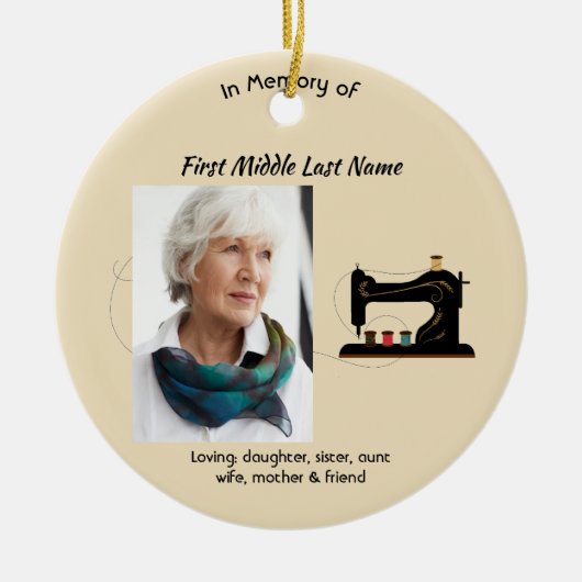 Herinneringsgeschenk Naaister Keramisch Ornament (Voorkant)