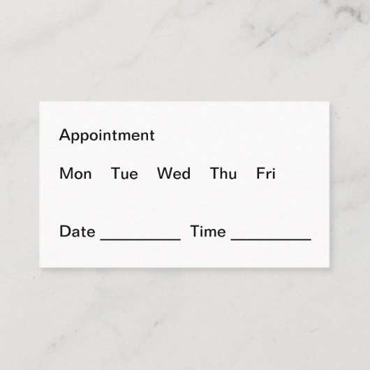 Herinneringsherinnering voor benoeming tot moderne visitekaartje (Achterkant)