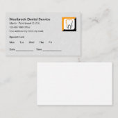 Herinneringsherinnering voor de benoeming van tand visitekaartje (Voorkant / Achterkant)