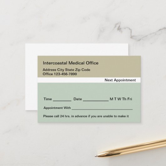 Herinneringsherinnering voor medische arts Kantoor Afsprakenkaartje (Voorkant / Achterkant in situ)