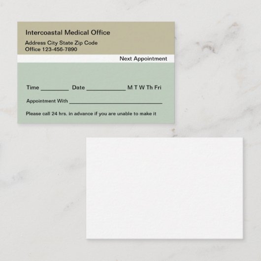 Herinneringsherinnering voor medische arts Kantoor Afsprakenkaartje (Voorkant / Achterkant)