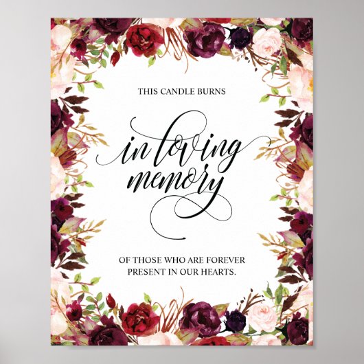 Herinneringskaars brandt bord poster (Voorkant)