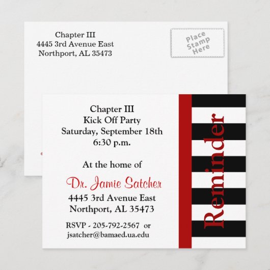 Herinneringskaart4 Uitnodiging Briefkaart (Voorkant / Achterkant)