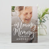 Herinneringskaart Modern Eenvoudig Foto In Loving (Staand voorkant)