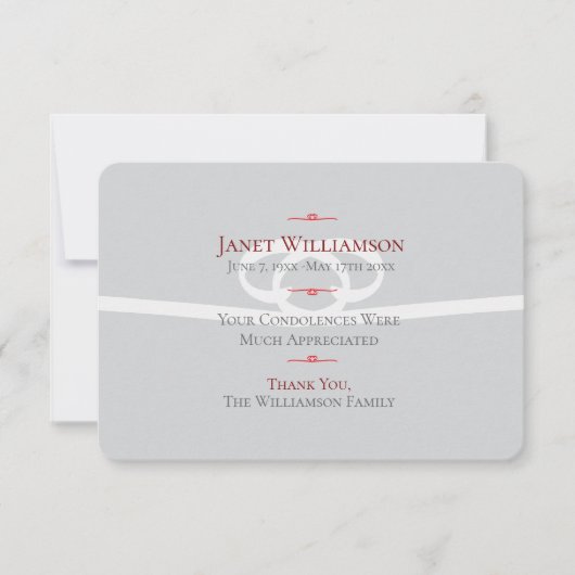 Herinneringskaart, platte dank u kaart (Voorkant)