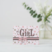 Herinneringskaart voor Girl Baby shower Visitekaartje (Staand voorkant)