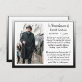 Herinneringskaart voor rouwdienst of herinnering briefkaart (Voorkant / Achterkant)