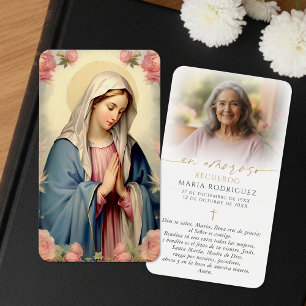 Herinneringskaarten met foto en Spaanse Ave Maria Visitekaartje