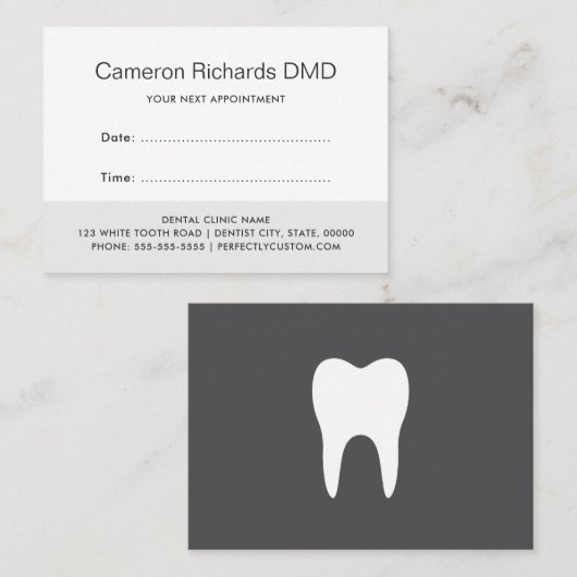 Herinneringskaarten voor gebitsontroering - grijze afsprakenkaartje (Voorkant / Achterkant)