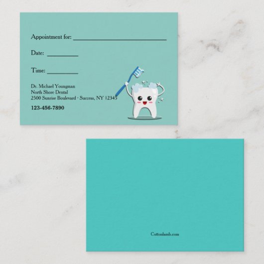 Herinneringskaarten voor tandheelkundig gebruik visitekaartje (Voorkant / Achterkant)