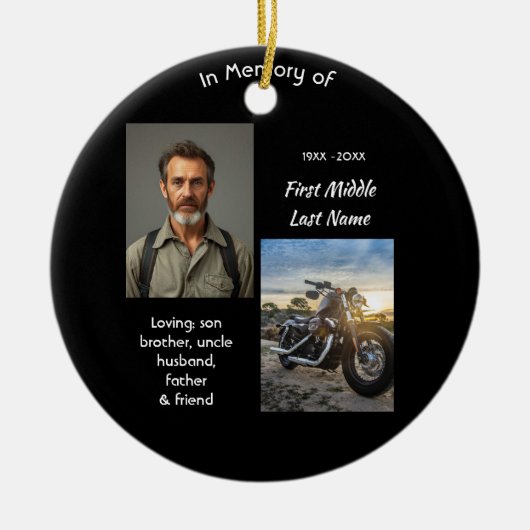 Herinneringsmotorfiets Chopper Keramisch Ornament (Voorkant)