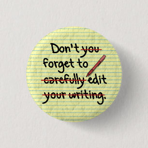 Herinneringsopmerking schrijver/editor bewerken ronde button 3,2 cm