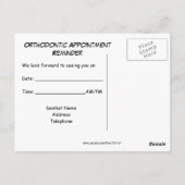 Herinneringsorthodontische benoemingsrassen briefkaart (Achterkant)