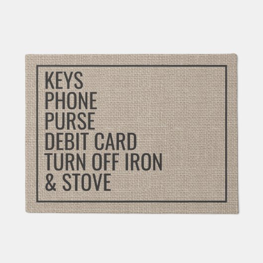 Herinneringssleutels Telefoon Aangepaste tekst aan Deurmat (Voorkant)