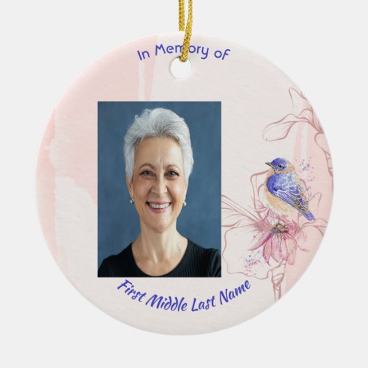 Herinneringssouvenir  Blauwe Vogel Tuin  Keramisch Ornament (Voorkant)