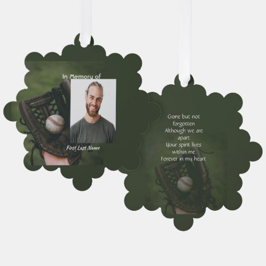 Herinneringssouvenir honkbalspeler ornament kaart (Voorkant / Achterkant)