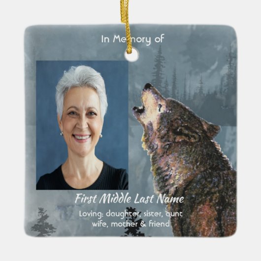Herinneringssouvenir Howling Wolf-kunst Keramisch Ornament (Voorkant)