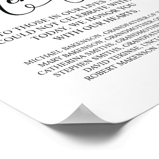 Herinneringsteken op de memorietafel 'Liefdevolle  Poster (Hoek)