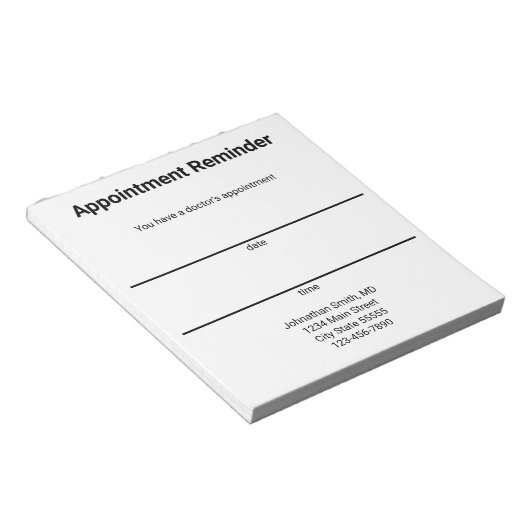 Herinneringstemplate voor doktersafspraak notitieblok (Schuin)