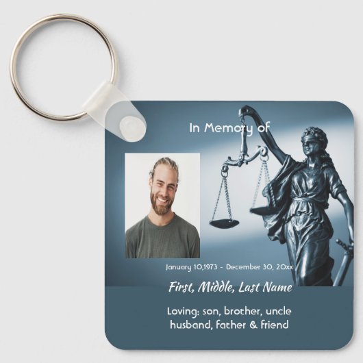 Herinneringsweegschaal Justitie Wet Sleutelhanger (Voorkant)