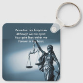 Herinneringsweegschaal Justitie Wet Sleutelhanger (Achterkant)