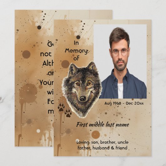 Herinneringswolf Wolven Dier Kaart (Voorkant / Achterkant)