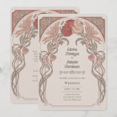 Heritage Art Nouveau Botanical Wedding Teracotta Kaart (Voorkant / Achterkant)