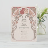 Heritage Art Nouveau Botanical Wedding Teracotta Kaart (Staand voorkant)