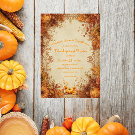 Heritage Bloemrijke Elegante Damast Thanksgiving Kaart
