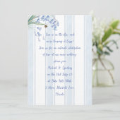 Heritage Bluebells and Bees Handwritten Wedding Kaart (Staand voorkant)