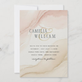 Heritage Blush Sand Watercolor Modern Wedding Kaart