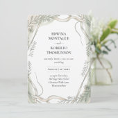 Heritage Botanical Ribbon and Vine Wedding Kaart (Staand voorkant)