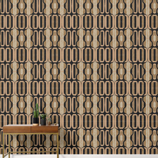 Heritage Chain Stripe No. 3 (Black + Sand) Luxury Behang