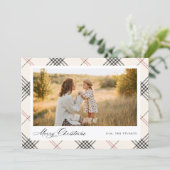 HERITAGE | Cream Tartan Photo Feestdagenkaart (Staand voorkant)