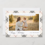 HERITAGE | Cream Tartan Photo Feestdagenkaart (Voorkant)