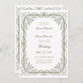 Heritage | Edwardian Sage Ribbon Scroll Kaart (Voorkant / Achterkant)