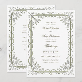 Heritage | Edwardian Sage Ribbon Scroll Kaart