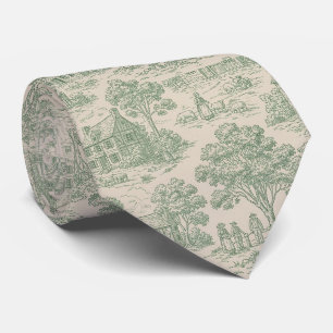 Heritage Farm Toile in saliegroen en blauw Stropdas