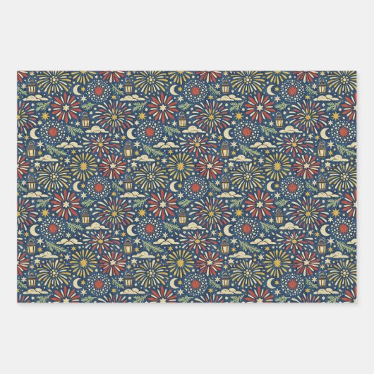 Heritage Firelight Celebration Pattern Inpakpapier Vel (Voorkant 3)