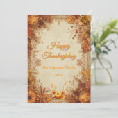 Heritage Floral Elegant Damask Thanksgiving Feestdagenkaart (Staand voorkant)
