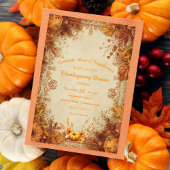 Heritage Floral Elegant Damask Thanksgiving Kaart